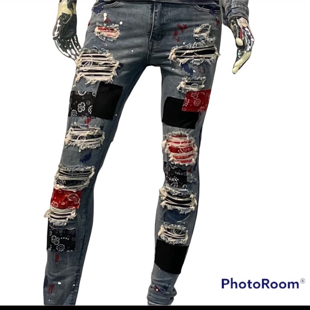 🔥SALE🔥Distressed denim, patchwork, jeans